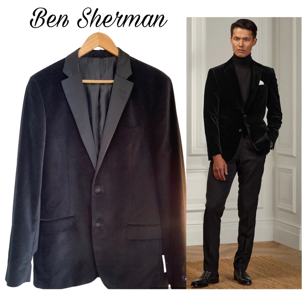 NEW BEN SHERMAN TUXEDO STYLE VELOUR MENS JACKET - 42L